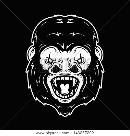 Angry scream gorilla monkey head vector illustration