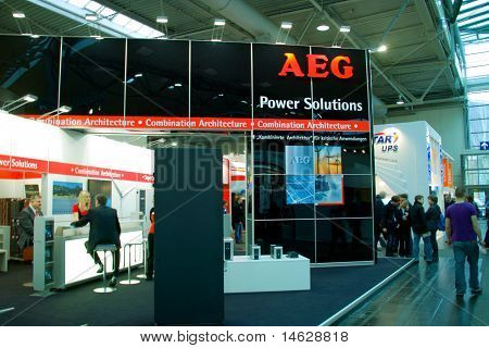 Hannover, Deutschland März 5, 2011: Stand der Aeg in Cebit Computer Expo, Hannover, Deutschland. AEG ich