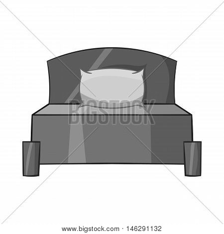 Bed icon in black monochrome style isolated on white background. Furniture symbol vector illustration