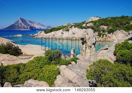 View Of Cala Girgolu And Tavolara Island