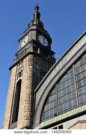 HAMBURG, GERMANY - AUG 25: Hauptbahnhof in Hamburg, Germany, as seen on Aug 25, 2016. It is the main railway station in the city, the busiest in the country and the second busiest in Europe.