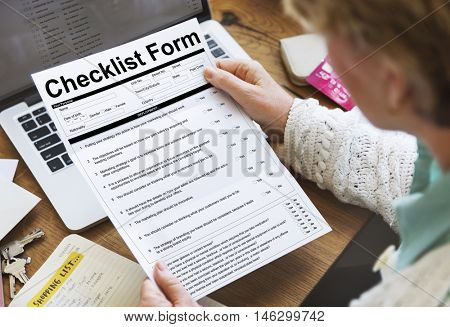 Checklist Form Document Data Information Contract Concept