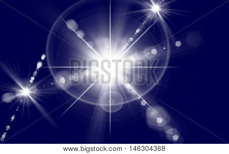 Digital lens flare in black background horizontal frame warm and abstract background