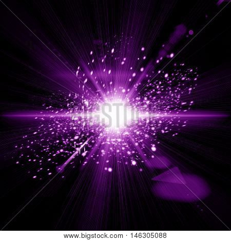 Digital lens flare in black background horizontal frame warm and abstract background