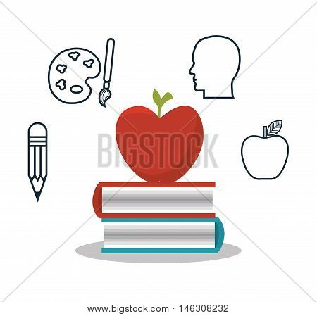 student apple book school set design vector illustration eps 10