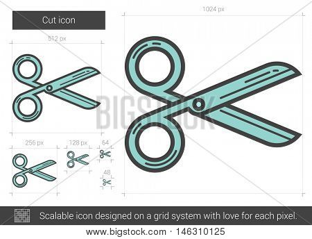 Cut vector line icon isolated on white background. Cut line icon for infographic, website or app. Scalable icon designed on a grid system.