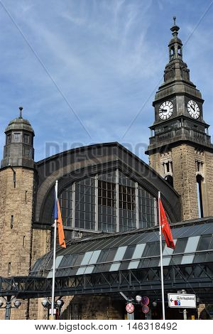 HAMBURG, GERMANY - AUG 25: Hauptbahnhof in Hamburg, Germany, as seen on Aug 25, 2016. It is the main railway station in the city, the busiest in the country and the second busiest in Europe.
