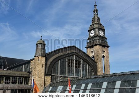 HAMBURG, GERMANY - AUG 25: Hauptbahnhof in Hamburg, Germany, as seen on Aug 25, 2016. It is the main railway station in the city, the busiest in the country and the second busiest in Europe.