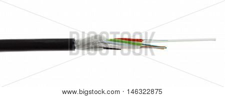 Fiber Optic Cable Detail Isolated On White