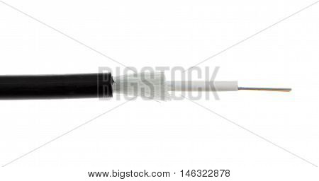Fiber Optic Cable Detail Isolated On White