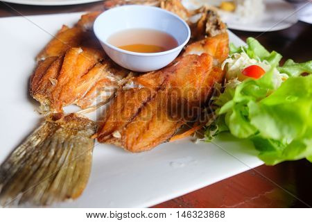 fired fish with fishsauce delicious Thai food