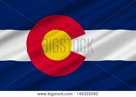 Flag of Colorado in United States. 3D illustration