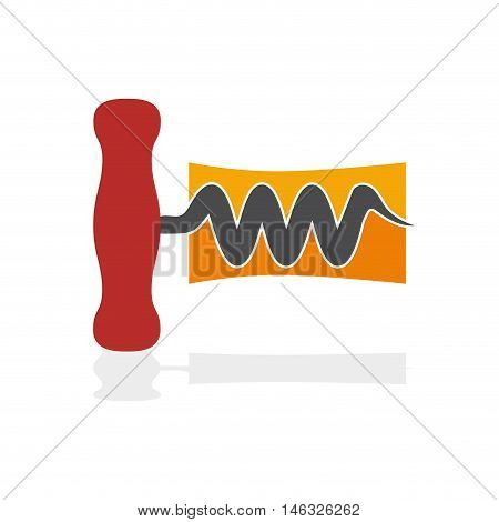 Vector sign wine and corkscrew, isolated illustration