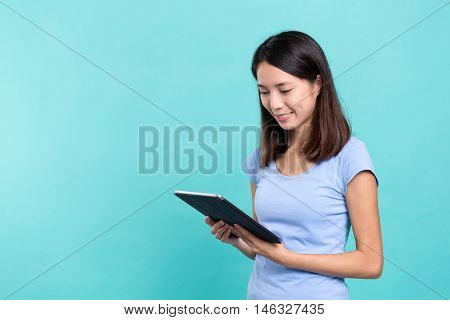 Woman using dgital tablet computer