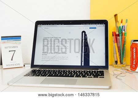 Paris France - Sep 8 2016: Apple Computers Website On Macbook Pro Retina In A Geek Creative Room Env