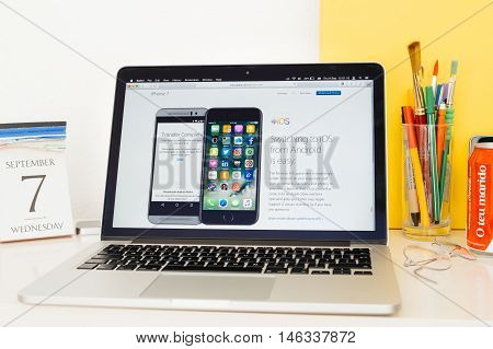 Paris France - Sep 8 2016: Apple Computers Website On Macbook Pro Retina In A Geek Creative Room Env