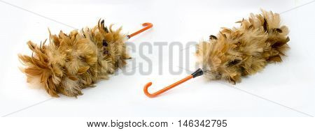 feather duster feather broom isolated on white