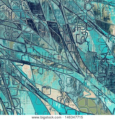 Geometric vintage background in scrap-booking style, faded grunge texture with different color patterns: yellow (beige); green; blue; gray; white; cyan