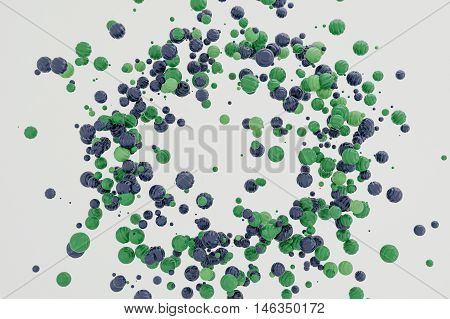 Abstract pastel background modern shape object float in the airblowing particle circle round shape 3d rendering