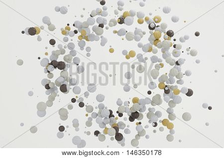 Abstract pastel background modern shape object float in the airblowing particle circle round shape 3d rendering