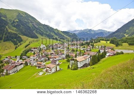 View at little village Berwang in Tirol Austria