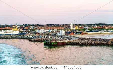 View of Port of Hirtshals at sunset - Denmark