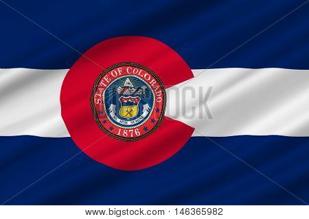 Flag of Colorado in United States. 3D illustration