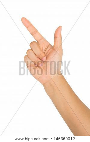 Hand correct finger isolated white background.Clipping path included.