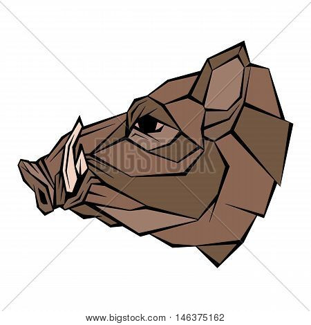 Wild boar head vector illustration style flat  geometric