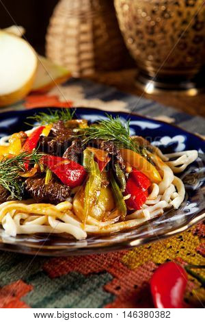 Uyghur-Style Noodles with Meat and Laghman Sauce