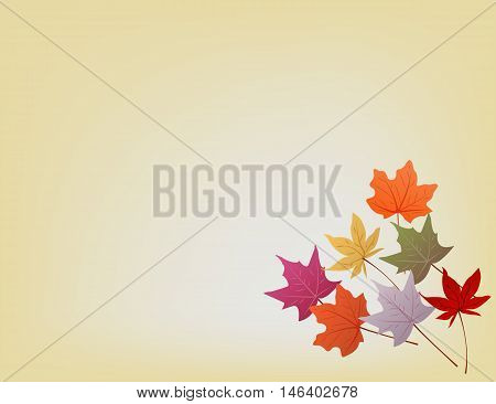 Yellow light background with falling autumn leaves