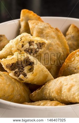 Brazilian Snack. Meat Pastry With Cheese