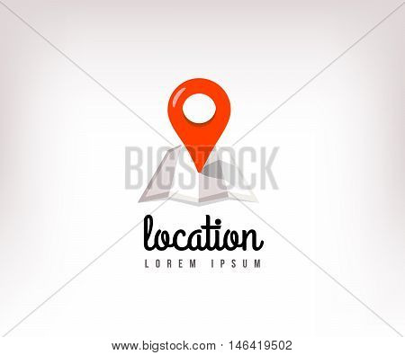 Map with location icon isolated on white Vector illustration.