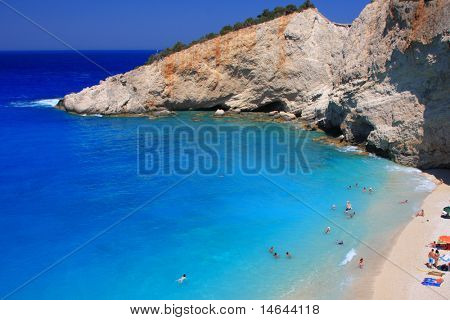 Porto Katsiki strand på den Ioniske ø i Lefkas Grækenland