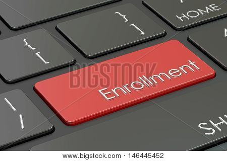 enrollment button red hot key on keyboard. 3D rendering