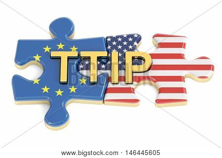 Transatlantic Trade and Investment Partnership TTIP concept 3D rendering