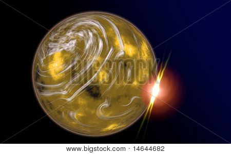 Immagine composita di un pianeta alieno ravvicinato
