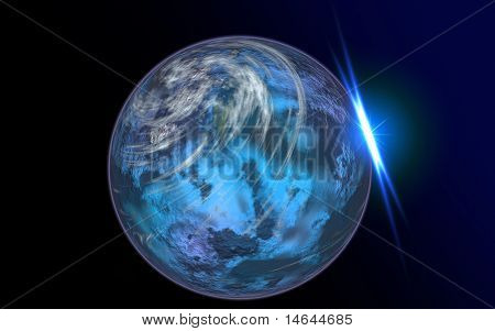 Immagine composita di un pianeta alieno ravvicinato