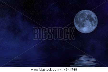 Mond und sein Spiegelbild im Wasser