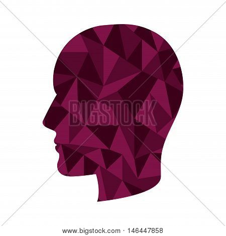 purple human head profile with gometric  abstract texture. vector illustration