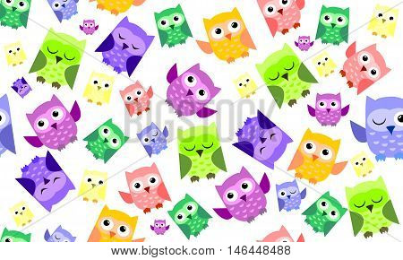 Cute more color owl on white background