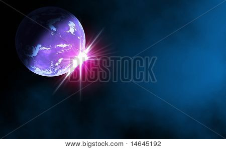 Immagine composita di un pianeta alieno ravvicinato