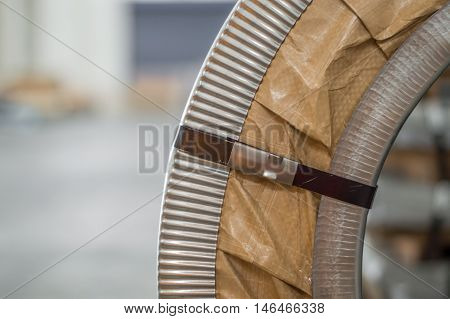 Close Up of a Packed Steel Coil
