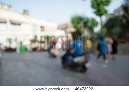 Blurred City And People