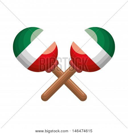maracas instrument musical with mexican colorful decoration. vector illustration