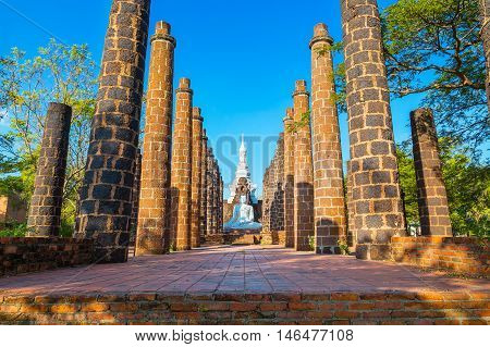 The Grand Hall of Wat Maha That Temple in Sukhothai Province Thailand - a UNSCO World Heritage Site
