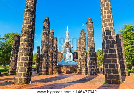 The Grand Hall of Wat Maha That Temple in Sukhothai Province Thailand - a UNSCO World Heritage Site