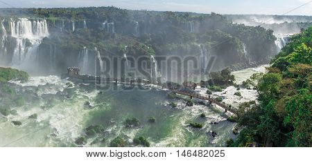 The Cataratas Of Iguacu (iguazu) Falls Located In Brazil
