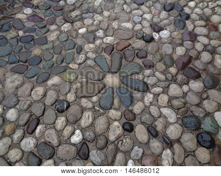 Flower Pattern Cobblestone Path in Mostar, Bosnia and Herzegovina