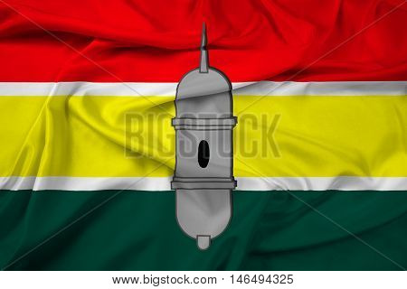 Waving Flag of Macapa Amapa Brazil, with beautiful satin background